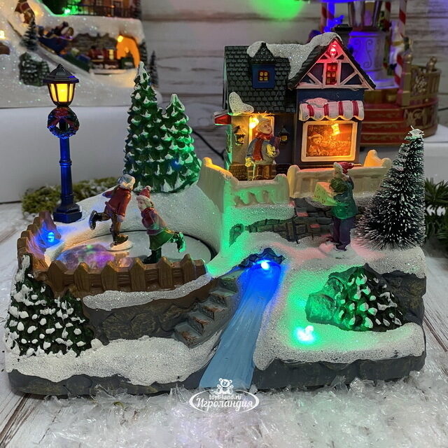 Светящаяся композиция Christmas Village: Зимние забавы на катке 21*16 см, с движением и музыкой, на батарейках Kaemingk