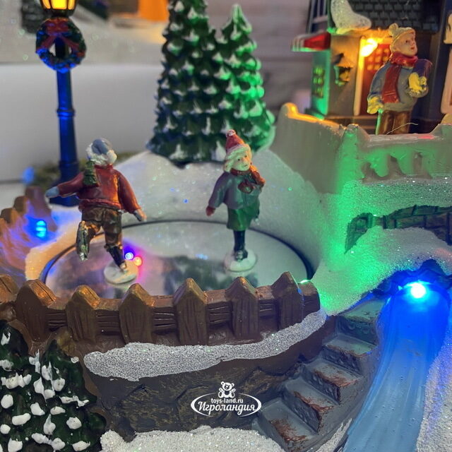 Светящаяся композиция Christmas Village: Зимние забавы на катке 21*16 см, с движением и музыкой, на батарейках Kaemingk