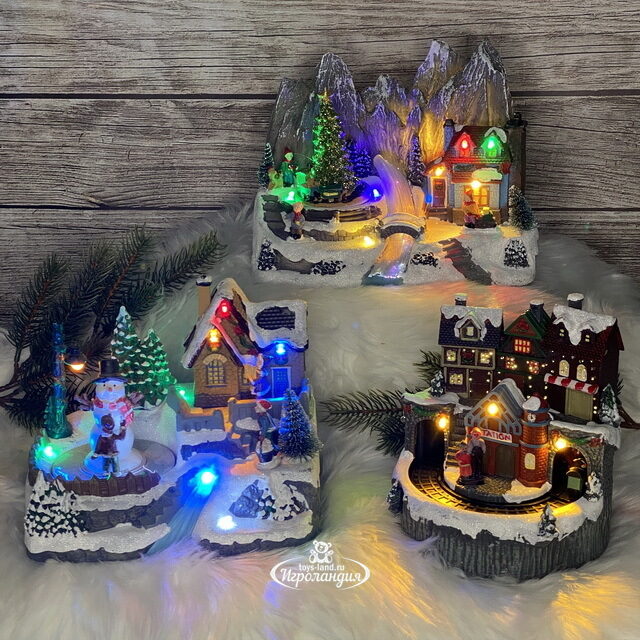 Светящаяся композиция Christmas Village: Добро пожаловать, мистер Снеговик 21*16 см, с движением и музыкой, на батарейках Kaemingk