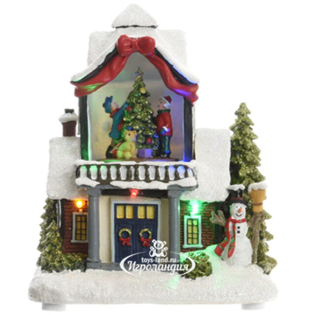 Светящийся новогодний домик Christmas Village: в гостях у Тимми 18*16*10 см, с движением Kaemingk