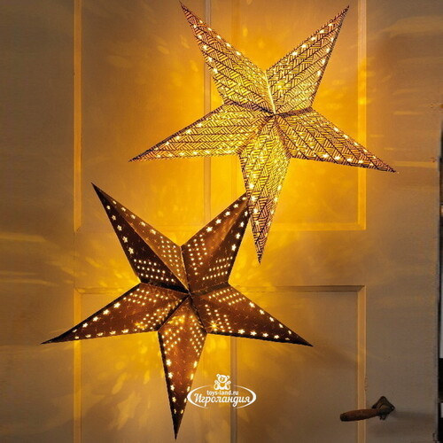 Светильник звезда из бумаги Stellare Black 60 см, 20 теплых белых мини LED ламп, на батарейках Kaemingk
