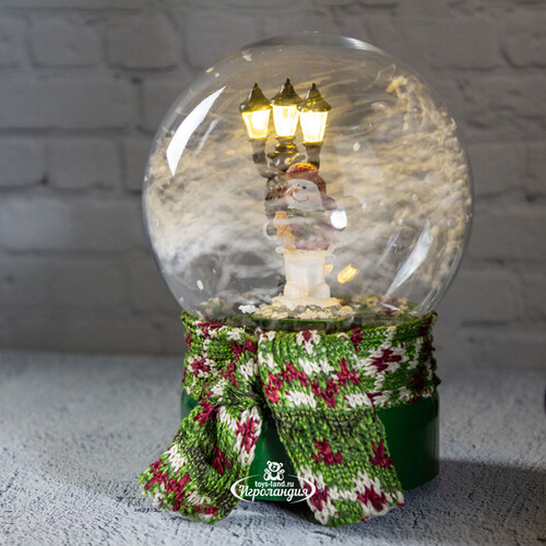 Музыкальный снежный шар с подсветкой и метелью Милый Снеговик 18*14 см, батарейки Kaemingk