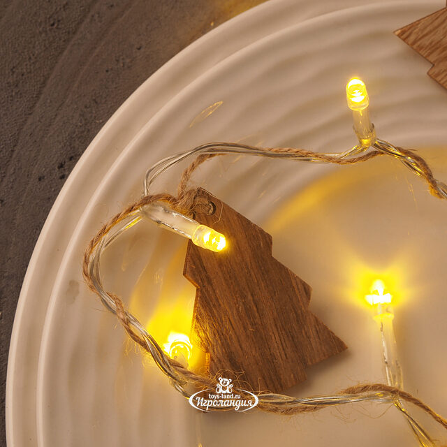 Светодиодная гирлянда на батарейках Елочки 1.2 м, 20 теплых белых LED ламп, прозрачный ПВХ, IP20 Kaemingk (Кейминг)