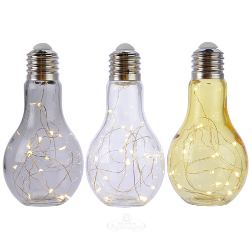 Декоративный стеклянный светильник Лампа Эдисона 19 см золотой, батарейки, IP20 Kaemingk