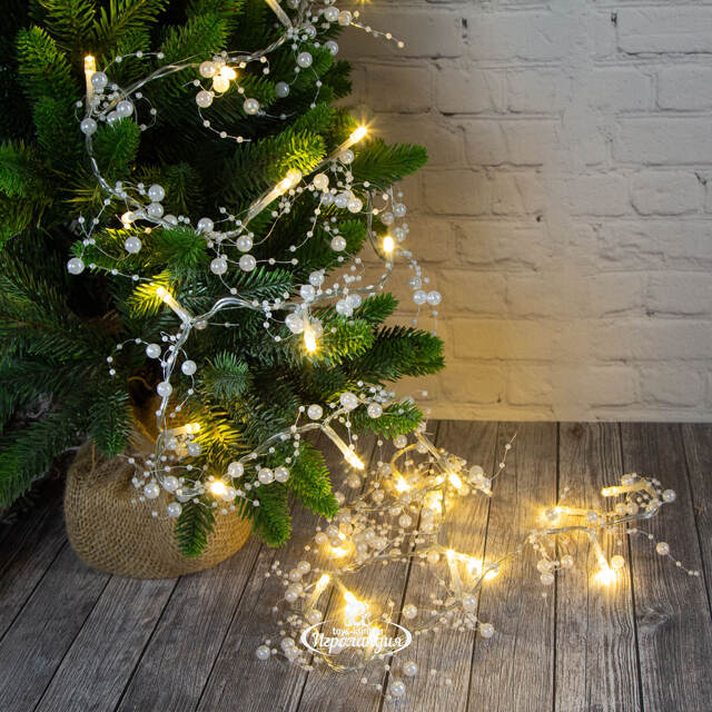 Светодиодная гирлянда Жемчужный Блеск 1.8 м 30 теплых белых LED ламп, прозрачный ПВХ, IP20 Kaemingk