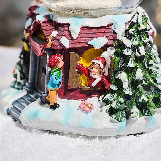 Снежный шар Christmas Fun: Снеговик и дети 21 см, с подсветкой, музыкой и движением, на батарейках Kaemingk (Кейминг)
