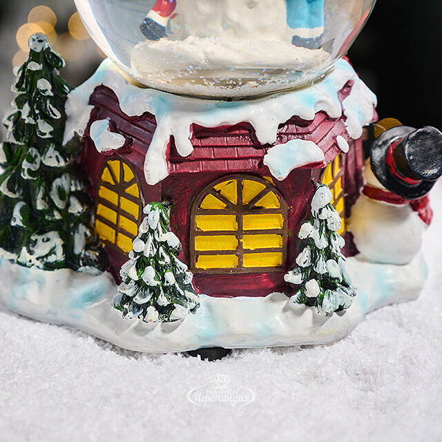 Снежный шар Christmas Fun: Снеговик и дети 21 см, с подсветкой, музыкой и движением, на батарейках Kaemingk (Кейминг)