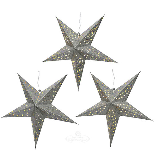 Светящаяся звезда из бумаги 60 см серебряный металлик Kaemingk