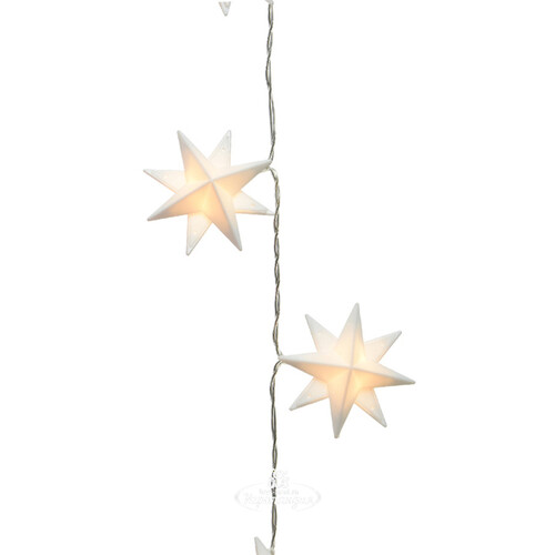 Светодиодная гирлянда на батарейках Snow-White Stars 1.90 м, 20 теплых белых LED ламп, прозрачный ПВХ, IP20 Kaemingk