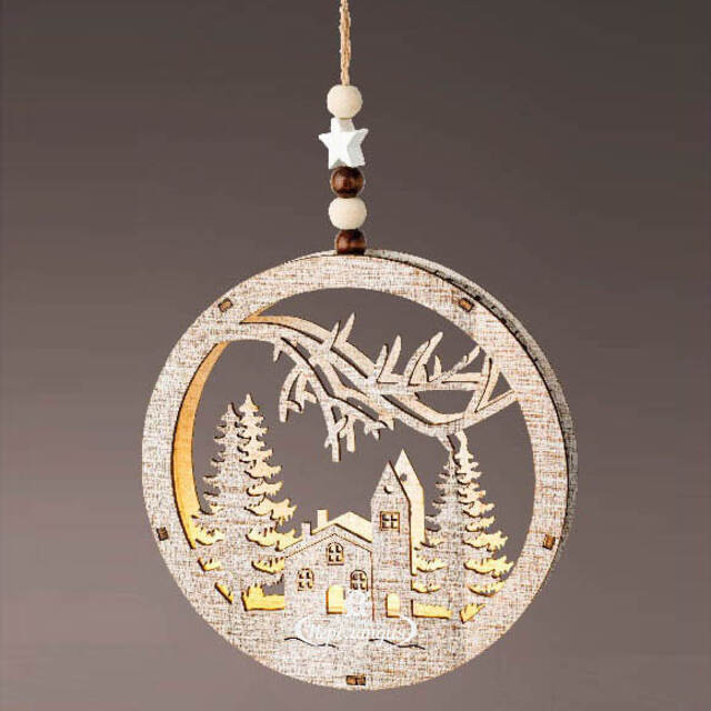 Декоративный светильник Apeldoorn Story - Рождество в лесу 14 см, на батарейках Kaemingk