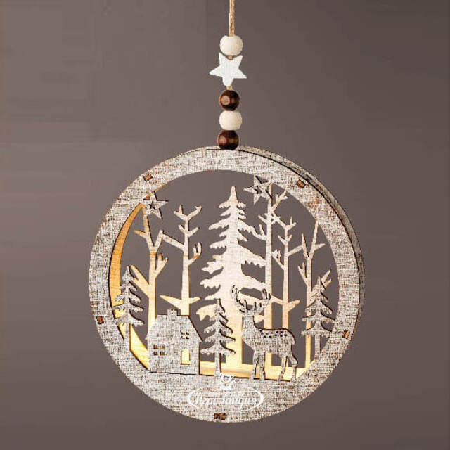 Декоративный светильник Apeldoorn Story - Лесной домик 14 см, на батарейках Kaemingk