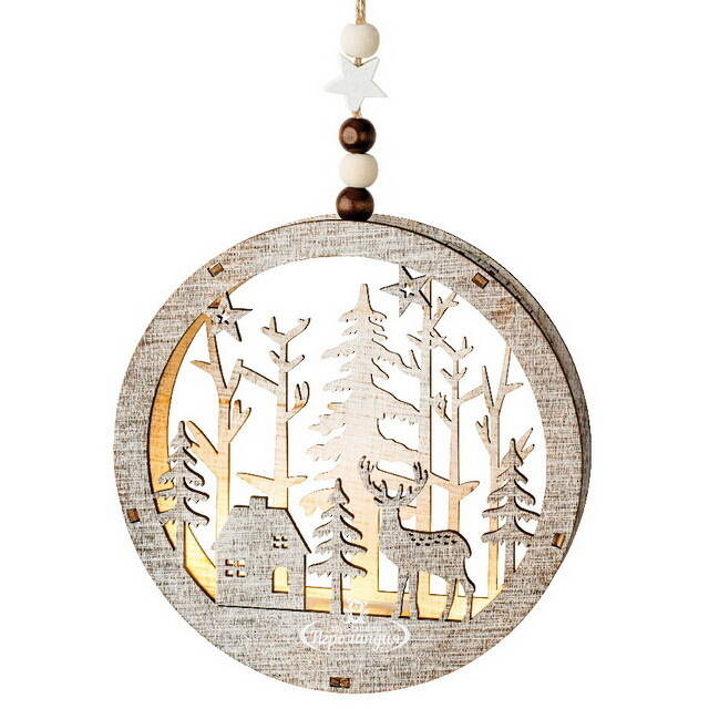 Декоративный светильник Apeldoorn Story - Лесной домик 14 см, на батарейках Kaemingk