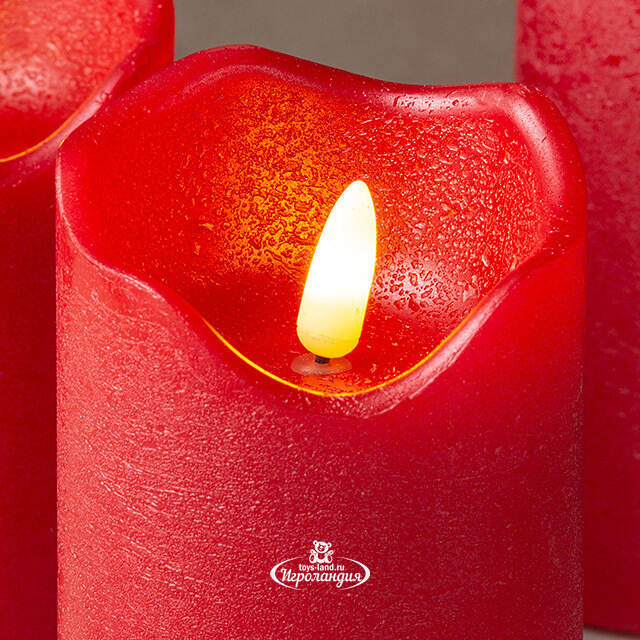 Набор светодиодных свечей с имитацией пламени La Vermeil 13 см, 4 шт с пультом управления, на батарейках Kaemingk