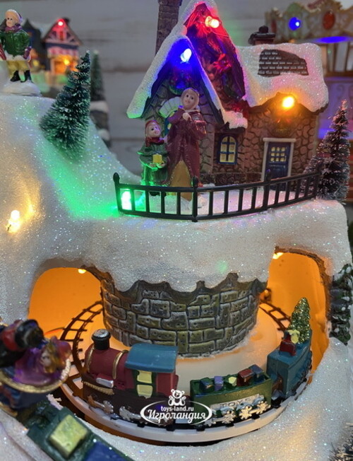 Светящаяся композиция Christmas Village: Время Подарков 26*20 см, с движением и музыкой Kaemingk