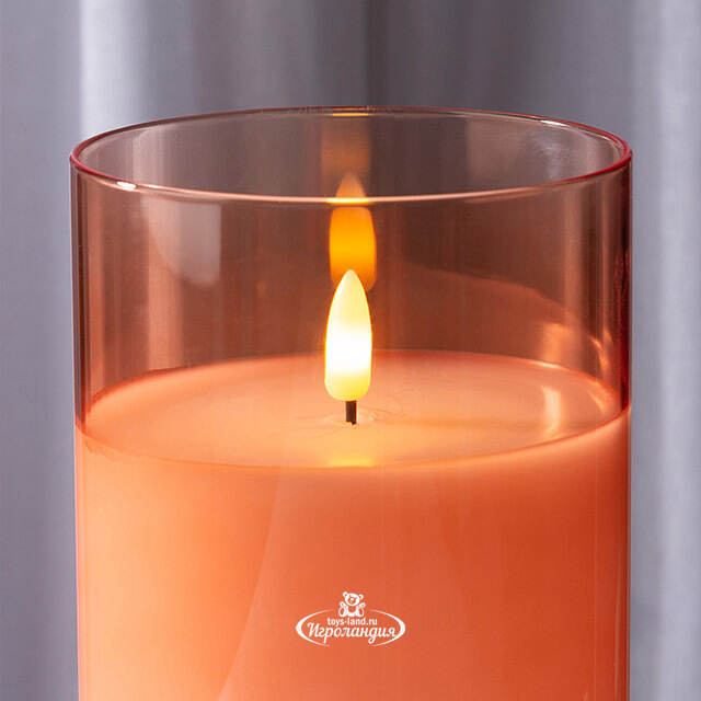 Набор светодиодных свечей с имитацией пламени Одри: Amber 13-17 см, 3 шт на батарейках, таймер Kaemingk