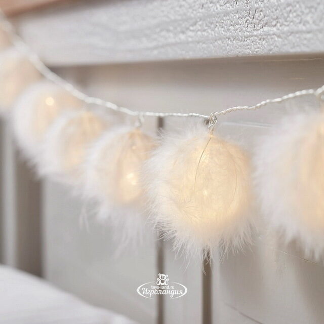 Светодиодная гирлянда Fluffy 10 м, 26 теплых белых LED ламп, прозрачный ПВХ, IP20 Kaemingk