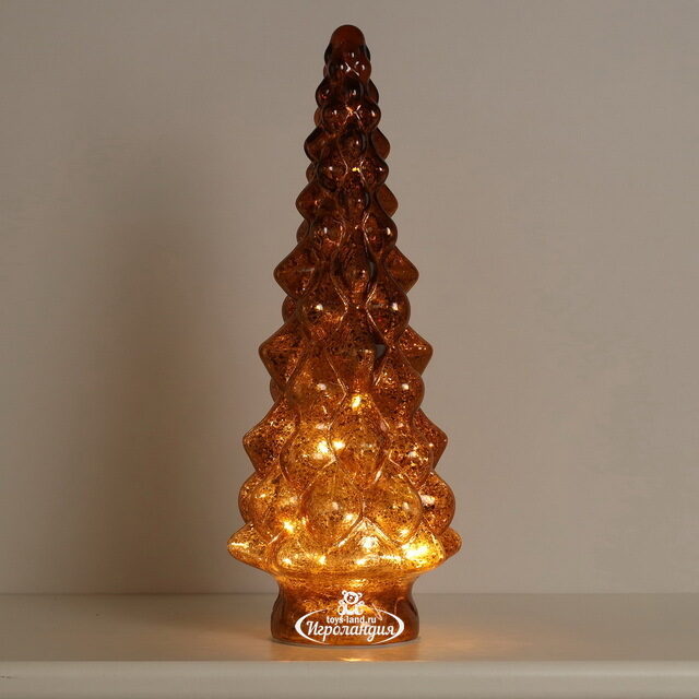 Новогодний светильник Елочка - Amber Cone 39 см, 10 LED ламп, на батарейках Kaemingk