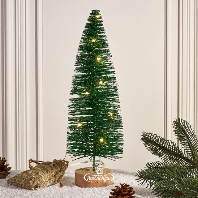 Декоративная светящаяся елка Green Taffy 30 см, на батарейках Kaemingk