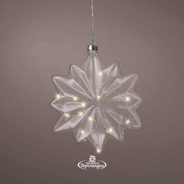 Подвесной светильник Звезда - Cristal Perfecto 19*8 см, 15 микро LED ламп, таймер, на батарейках, стекло Kaemingk