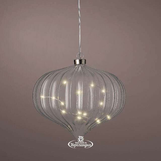 Подвесной светильник Луковка - Cristal Perfecto 21*20 см, 15 микро LED ламп, таймер, на батарейках, стекло Kaemingk