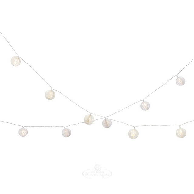 Светодиодная гирлянда Бумажный Шар 2.25 м, 10 теплых белых LED ламп, IP20 Kaemingk (Кейминг)