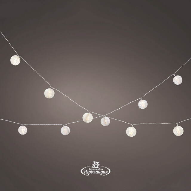 Светодиодная гирлянда Бумажный Шар 2.25 м, 10 теплых белых LED ламп, IP20 Kaemingk (Кейминг)