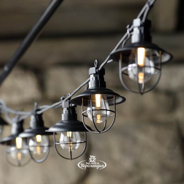 Гирлянда из лампочек Filidella, 10 ламп, теплые белые LED, 4.5 м, черный ПВХ, соединяемая, IP44 Kaemingk