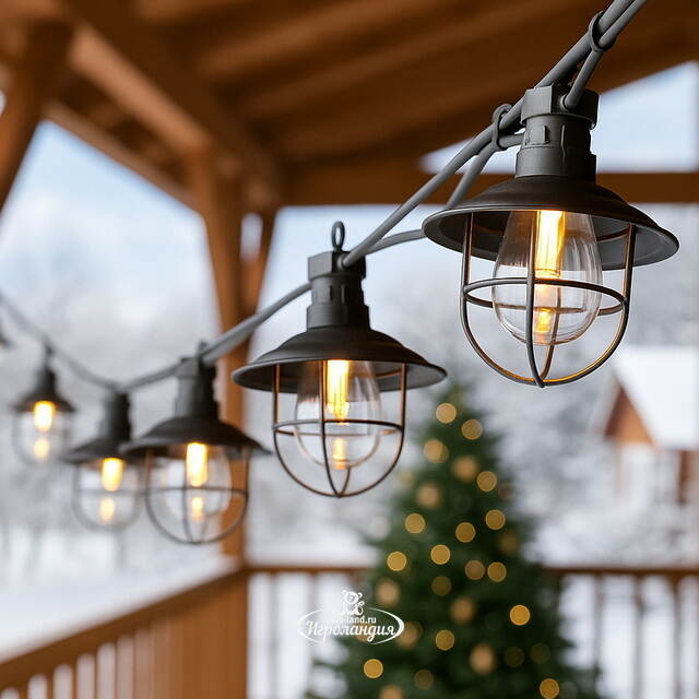 Гирлянда из лампочек Филиделла, 10 ламп, теплые белые LED, 4.5 м, черный ПВХ, соединяемая, IP44 Kaemingk (Кейминг)