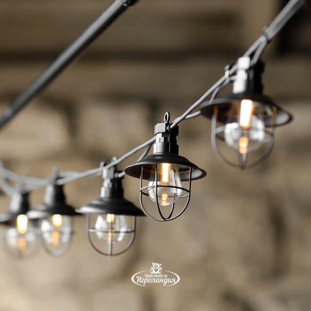 Гирлянда из лампочек Filidella, 10 ламп, теплые белые LED, 4.5 м, черный ПВХ, соединяемая, IP44 Kaemingk