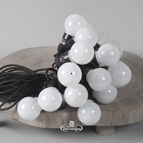 Гирлянда из белых лампочек Ретро, 20 ламп, теплые белые LED, 9.5 м, черный ПВХ, соединяемая Kaemingk