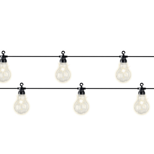 Ретро гирлянда Большие Лампочки, 20 ламп, теплые белые LED, 9.5 м, черный ПВХ, соединяемая, IP44 Kaemingk