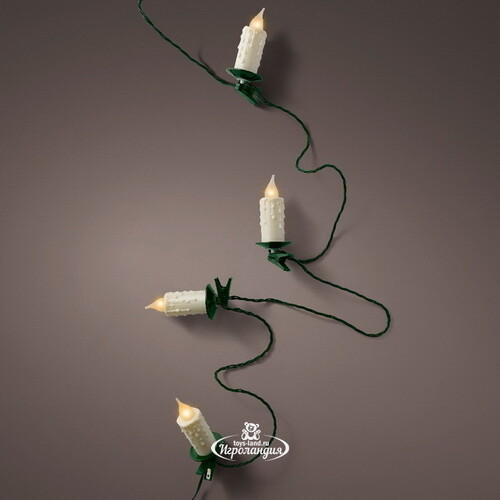 Гирлянда Свечи Мартайн, 30 свечей на клипсах, 11.6 м, зеленый ПВХ, IP20 Kaemingk