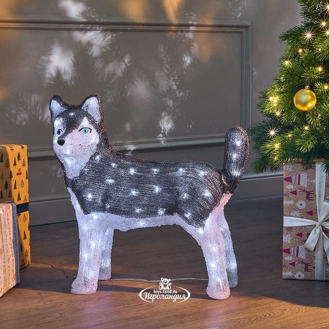 Акриловая фигура Хаски 49 см, 80 LED ламп, IP44 Kaemingk