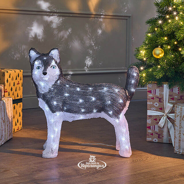 Акриловая фигура Хаски 49 см, 80 LED ламп, IP44 Kaemingk