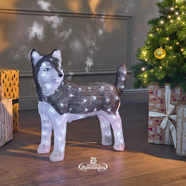 Акриловая фигура Хаски 49 см, 80 LED ламп, IP44 Kaemingk