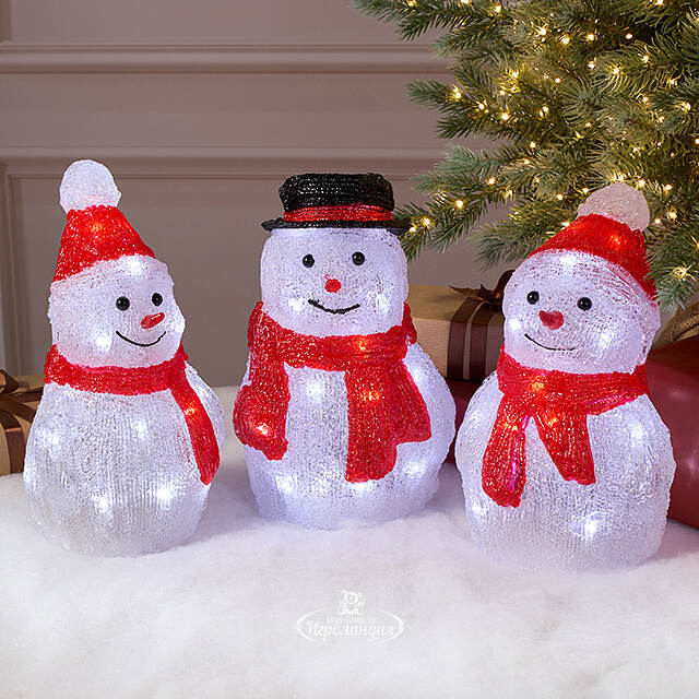 Светящаяся фигура Снеговик Генрих - Snowy Friends 25 см, 20 LED ламп, на батарейках, IP20 Kaemingk