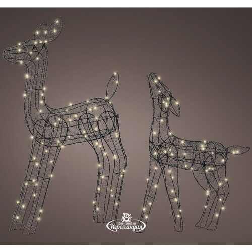 Набор светящихся оленей Gold Coast - Deers, 2 шт, 59-78 см, 120 теплых белых Big&Bright LED ламп, IP44 Kaemingk