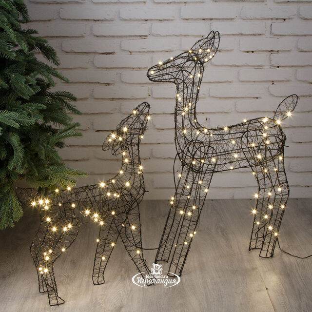 Набор светящихся оленей Gold Coast - Deers, 2 шт, 59-78 см, 120 теплых белых Big&Bright LED ламп, IP44 Kaemingk