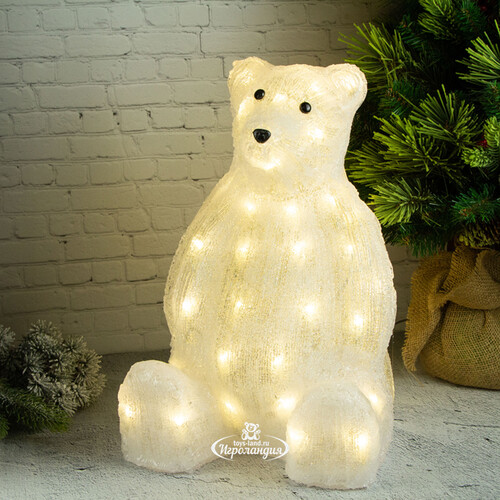 Светодиодная фигура Медведь Барт - Полярный житель 45 см, 50 теплых/холодных белых LED ламп, IP44 Kaemingk