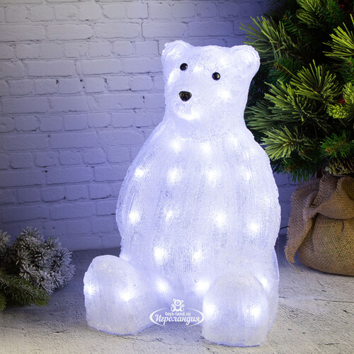 Светодиодная фигура Медведь Барт - Полярный житель 45 см, 50 теплых/холодных белых LED ламп, IP44 Kaemingk