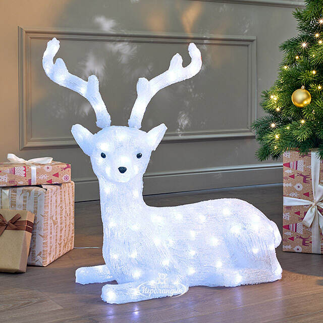 Светодиодный олень Стэнли на отдыхе 64 см, 100 теплых/холодных белых LED ламп, IP44 Kaemingk
