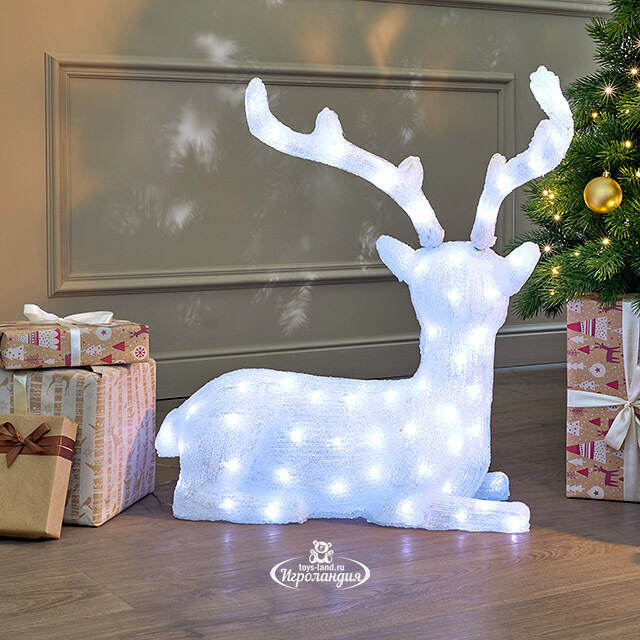Светодиодный олень Стэнли на отдыхе 64 см, 100 теплых/холодных белых LED ламп, IP44 Kaemingk