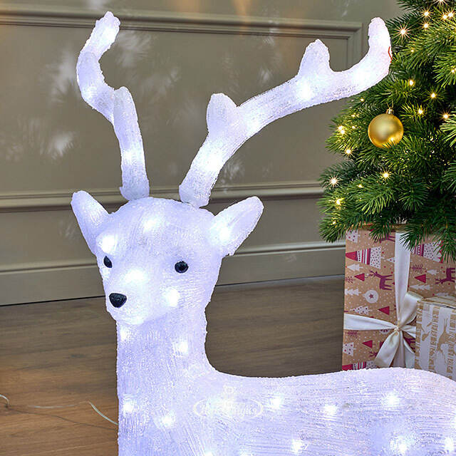 Светодиодный олень Стэнли на отдыхе 64 см, 100 теплых/холодных белых LED ламп, IP44 Kaemingk