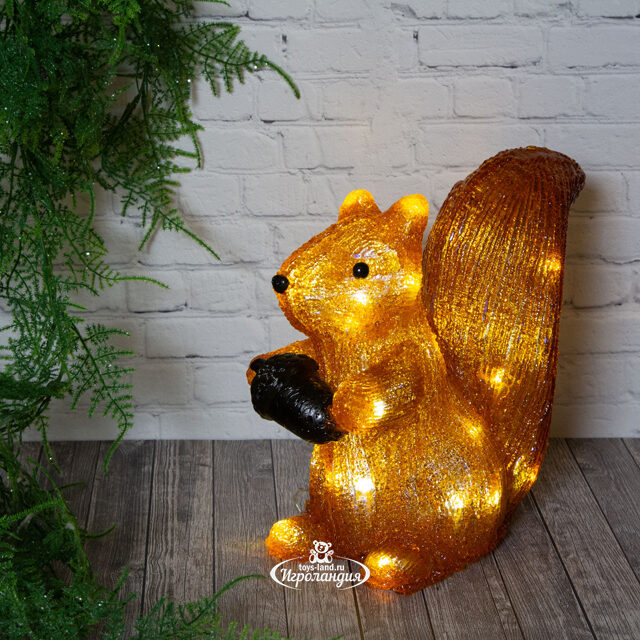 Светящаяся фигура Белочка с желудем 27 см на батарейках, 30 LED ламп, IP44, уцененная Kaemingk (Кейминг)