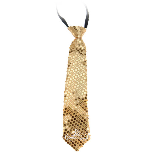 Карнавальный галстук с пайетками Party Tonight 32 см, золотой Koopman