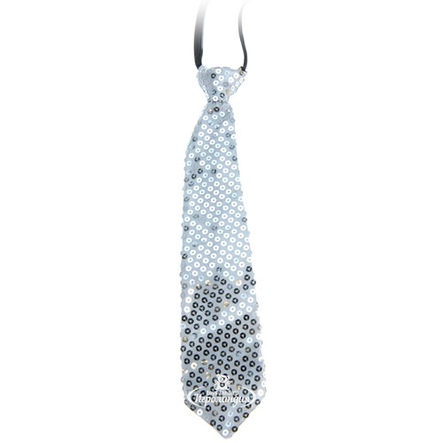 Карнавальный галстук с пайетками Party Tonight 32 см, серебряный Koopman