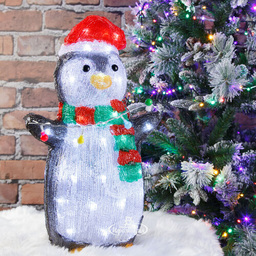 Светящаяся фигура Пингвин Ронни готовится к Рождеству 45 см, 48 LED ламп, IP44 Kaemingk