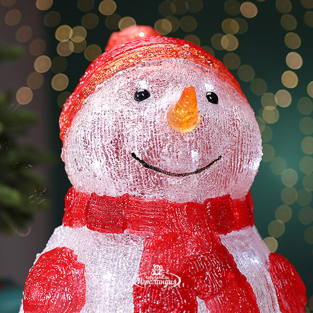 Светящаяся фигура Снеговик Пьер - Happy Holidays 35 см, 40 холодных белых LED ламп, на батарейках, IP44 Kaemingk