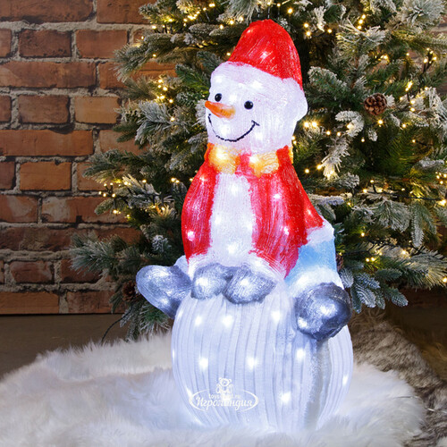 Светодиодная фигура Снеговик Линден - Лапландские сказки 71 см, 100 LED ламп, IP44 Kaemingk