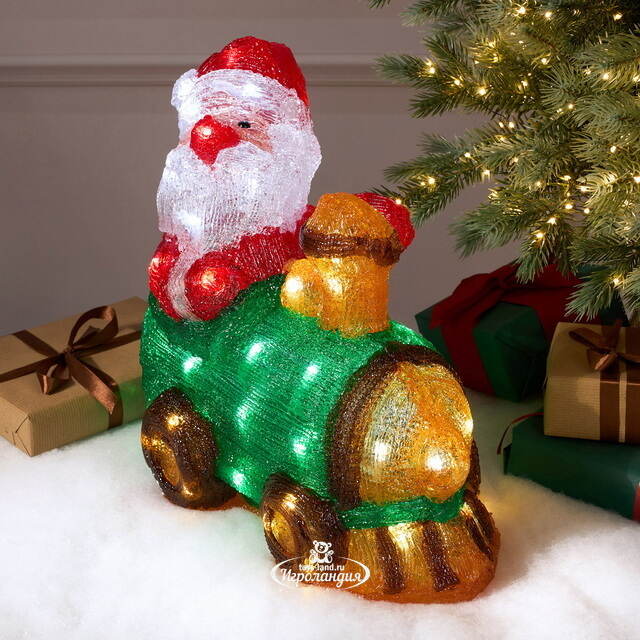 Светящаяся фигура Санта Клаус - Christmas Train 39 см, 50 LED ламп, IP44 Kaemingk